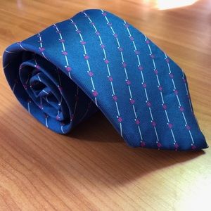 Yves Saint Laurent 100% Silk Blue w/ Pink Tie